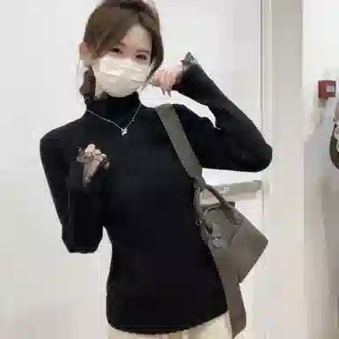涂诗菲 韩版潮流时尚简约纯色舒适显瘦百搭慵懒风松弛设计感长袖针织衫 女款
