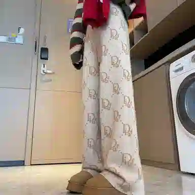 涂诗菲 韩版软糯宽松简约设计感舒适通勤慵懒风时尚气质提花针织休闲裤 女款