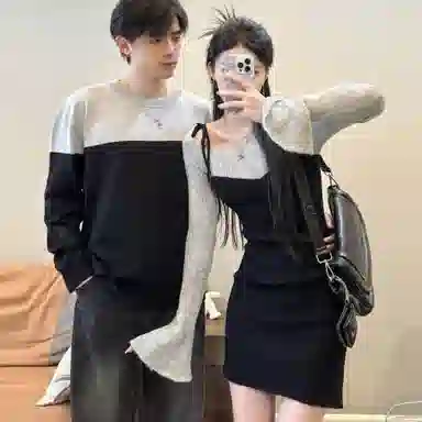 涂诗菲 简约百搭舒适长袖优雅时尚通勤男女情侣套装