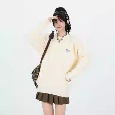 吾皇猫 慵懒风加厚保暖编织打底内搭长袖套头休闲宽松加绒毛衣 男女同款
