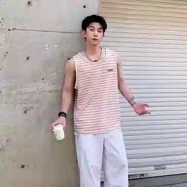 王者荣耀 标语款 美式复古条纹宽松舒适居家户外通勤健身休闲百搭潮流时尚圆领背心 男女同款