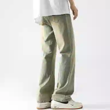 王者荣耀 美式水洗做旧自然落色舒适宽松牛仔裤 男女同款