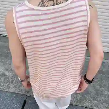 王者荣耀 标语款 美式复古条纹宽松舒适居家户外通勤健身休闲百搭潮流时尚圆领背心 男女同款