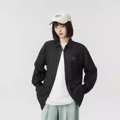 王者荣耀 鲁班七号星空梦想款 美式复古字母宽松落肩休闲纯色基础百搭小衫外套痞帅舒适透气高级感简约休闲翻领长袖衬衫 男女同款