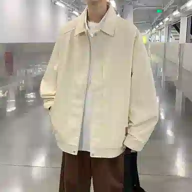 王者荣耀 美式基础款拼接翻领外套复古机车拉链宽松休闲百搭时尚皮衣 男女同款