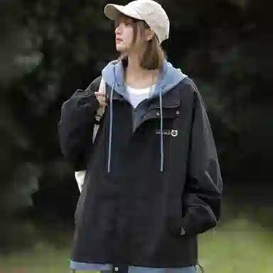 王者荣耀 鲁班七号星空梦想款 美式复古高街假两件基础款撞色拼接连帽长袖高级感户外运动休闲宽松通勤百搭外套夹克 男女同款