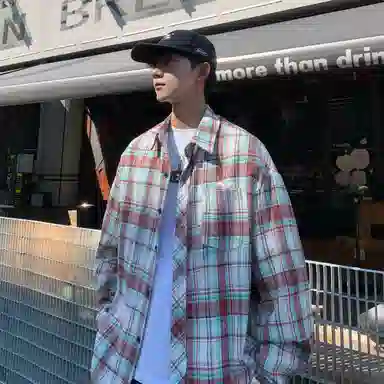 王者荣耀 地狱火款 美式街头经典复古格子衫宽松柔软舒适亲肤休闲长袖衬衫 男女同款
