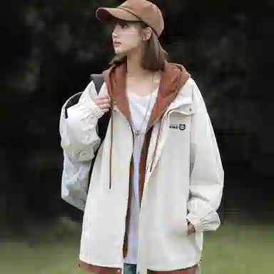 王者荣耀 鲁班七号星空梦想款 美式复古高街假两件基础款撞色拼接连帽长袖高级感户外运动休闲宽松通勤百搭外套夹克 男女同款