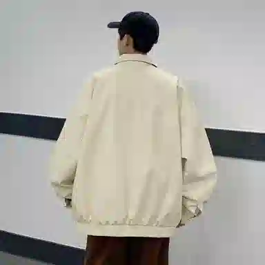 王者荣耀 美式基础款拼接翻领外套复古机车拉链宽松休闲百搭时尚皮衣 男女同款