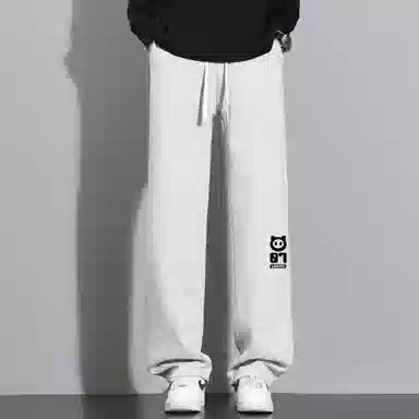 王者荣耀 鲁班七号星空梦想款 内里保暖加绒加厚直筒阔腿长裤宽松百搭亲肤舒适字母印花潮流个性学院风休闲裤 男女同款