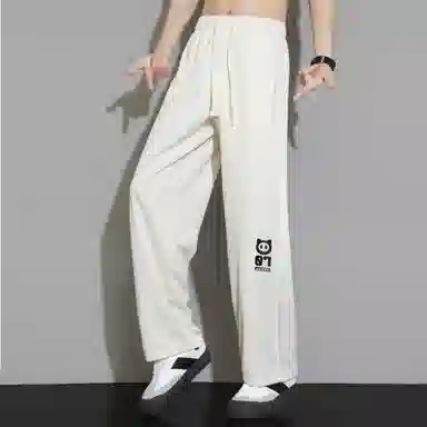 王者荣耀 鲁班七号星空梦想款 内里保暖加绒加厚直筒阔腿长裤宽松百搭亲肤舒适字母印花潮流个性学院风休闲裤 男女同款