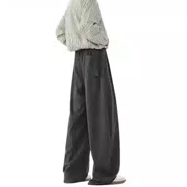 王者荣耀 美式高街纯色直筒垂感长裤宽松舒适痞帅青少年休闲百搭时尚潮牌西装裤 标语款 男女同款