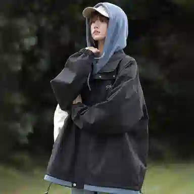 王者荣耀 鲁班七号星空梦想款 美式复古学院风连帽假两件拼接撞色创意字母宽松基础款山系户外休闲日常百搭舒适夹克外套 男女同款