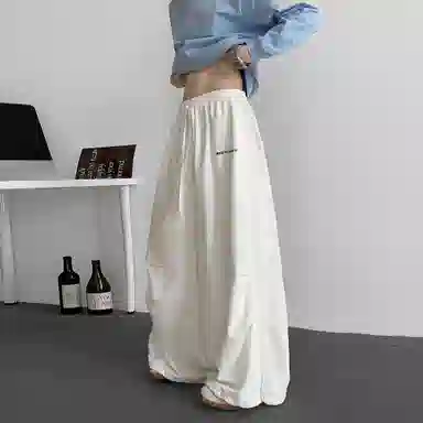 王者荣耀 美式阔腿褶皱伞兵运动休闲裤时尚百搭高街痞帅少年感宽松舒适透气西装裤 标语款 男女同款