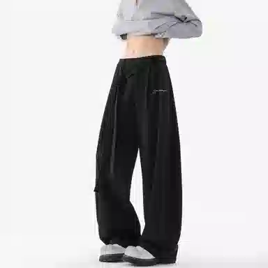 王者荣耀 美式高街纯色直筒垂感长裤宽松舒适痞帅青少年休闲百搭时尚潮牌西装裤 标语款 男女同款