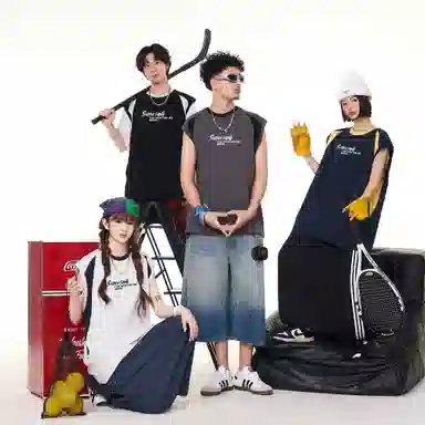 王者荣耀 澜鲨之猎刃款  美式复古圆领舒适基础款创意简约字母设计百搭校园学院风户外简约休闲宽松直筒透气无袖背心 男女同款