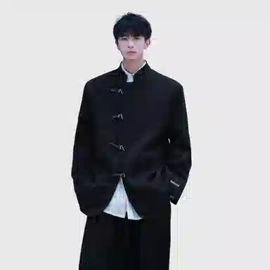 王者荣耀 新中式排扣中山装古装国风雅痞风西服时尚抗皱易打理休闲外套男士韩版大口袋宽松小英伦夹克高级感毕业典礼西装 标语款 男女同款