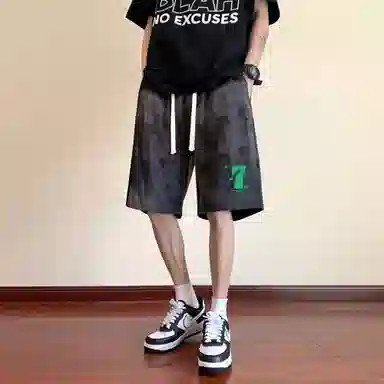 王者荣耀 美式复古扎染脏脏五分裤宽松舒适透气居家户外运动通勤青少年高颜值大码百搭时尚休闲短裤 男女同款