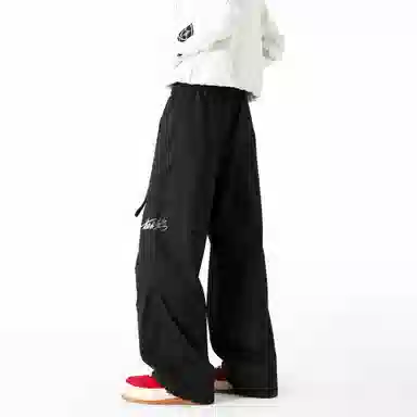 王者荣耀 花木兰款 简约百搭工装慵懒风签字体纯色经典多口袋抽绳舒适运动户外通勤中腰系带休闲裤 男女同款