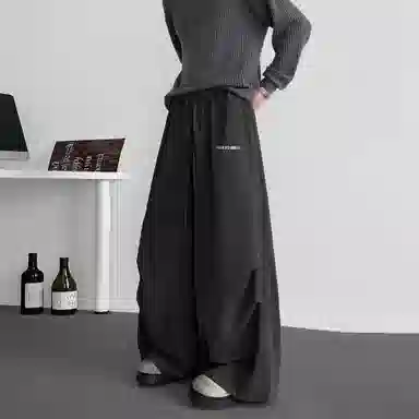 王者荣耀 美式阔腿褶皱伞兵运动休闲裤时尚百搭高街痞帅少年感宽松舒适透气西装裤 标语款 男女同款