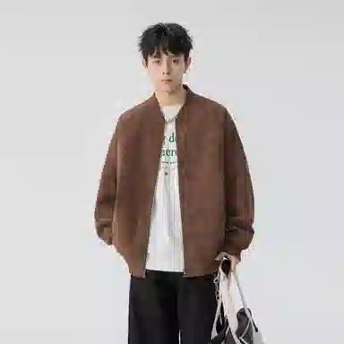 王者荣耀 美式复古脏脏棒球领外套宽松舒适青春高颜值少年感百搭时尚夹克皮衣 标语款 男女同款