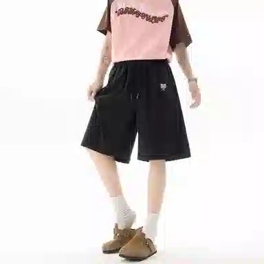 王者荣耀 裴擒虎款 美式复古简约纯色宽松舒适阔腿居家户外运动健身时尚潮流百搭五分休闲短裤 男女同款