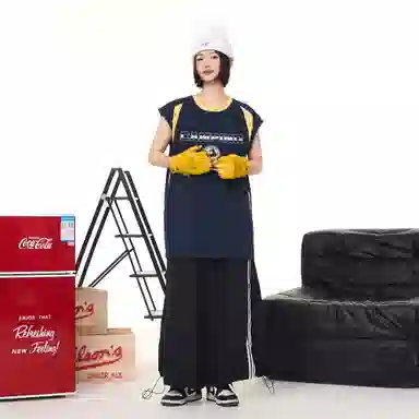 王者荣耀 李白款 美式复古插色休闲高街户外运动日常通勤无性别直筒圆领无袖背心 男女同款