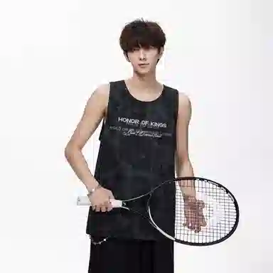 王者荣耀 标语款 美式复古扎染圆领字母宽松舒适百搭居家运动健身显肌肉透气排汗休闲背心 男女同款