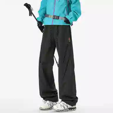 王者荣耀 美式高街拼接裤脚束带长裤宽松舒适透气户外徒步登山运动百搭时尚直筒休闲裤 标语款 男女同款