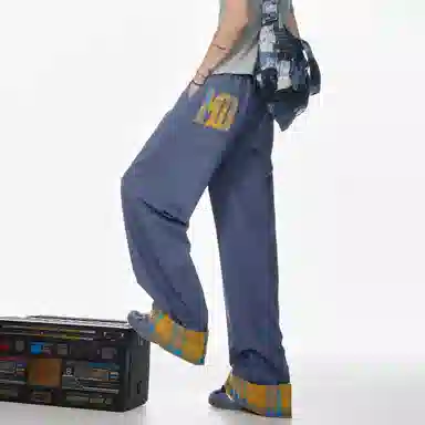 王者荣耀 美式高街个性时尚宽松舒适直筒休闲裤 男女同款