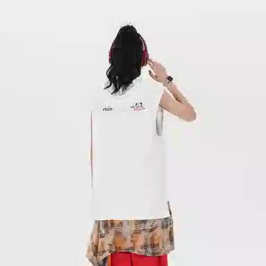 王者荣耀 美式基础款纯色字母坎肩潮宽松舒适户外运动日常通勤无龄感休闲百搭连帽无袖背心 梦奇款 男女同款