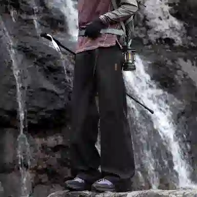 王者荣耀 美式褶皱户外爬山运动徒步宽松舒适透气时尚百搭直筒休闲裤 标语款 男女同款