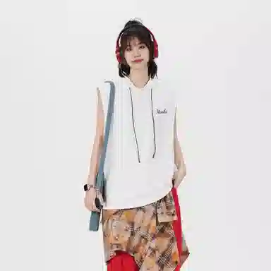 王者荣耀 美式基础款纯色字母坎肩潮宽松舒适户外运动日常通勤无龄感休闲百搭连帽无袖背心 梦奇款 男女同款