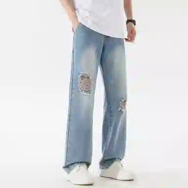 王者荣耀 美式高街复古做旧休闲长裤牛仔裤 男女同款