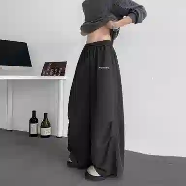 王者荣耀 美式阔腿褶皱伞兵运动休闲裤时尚百搭高街痞帅少年感宽松舒适透气西装裤 标语款 男女同款