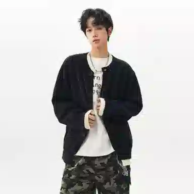 王者荣耀 假两件开衫外套春秋潮牌简约时尚学院风慵懒舒适日常户外通勤百搭针织衫上衣内搭叠穿单排扣毛衣 男女同款