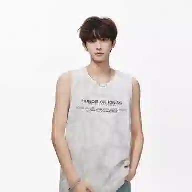 王者荣耀 标语款 美式复古扎染圆领字母宽松舒适百搭居家运动健身显肌肉透气排汗休闲背心 男女同款