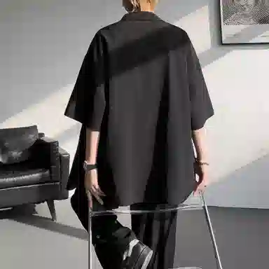 王者荣耀 鲁班七号款 美式复古街头宽松舒适柔软亲肤无性别主义设计感休闲短袖衬衫 男女同款