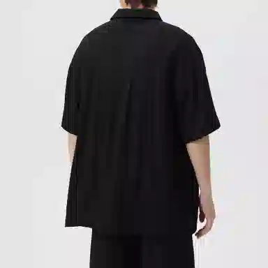 王者荣耀 鲁班七号款美式复古冰丝褶皱薄款宽松舒适亲肤高街透气慵懒感夏威夷沙滩垂感直筒短袖衬衫 男女同款