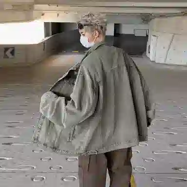 王者荣耀 美式复古水洗字母口袋个性简约嘻哈出街基础百搭户外休闲高街青少年牛仔外套 男女同款