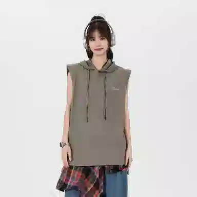 王者荣耀 美式基础款纯色字母坎肩潮宽松舒适户外运动日常通勤无龄感休闲百搭连帽无袖背心 梦奇款 男女同款