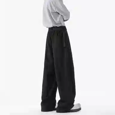 王者荣耀 美式高街纯色直筒垂感长裤宽松舒适痞帅青少年休闲百搭时尚潮牌西装裤 标语款 男女同款