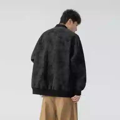 王者荣耀 美式复古脏脏棒球领外套宽松舒适青春高颜值少年感百搭时尚夹克皮衣 标语款 男女同款