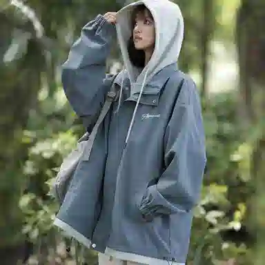 王者荣耀 鲁班七号星空梦想款 美式复古学院风连帽假两件拼接撞色创意字母宽松基础款山系户外休闲日常百搭舒适夹克外套 男女同款