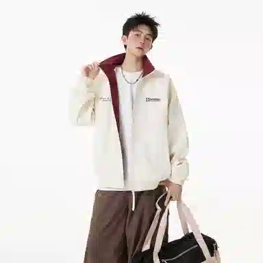 王者荣耀 美式复古撞色翻领外套宽松舒适少年感学院风休闲运动百搭时尚教练夹克衫 梦奇款 男女同款