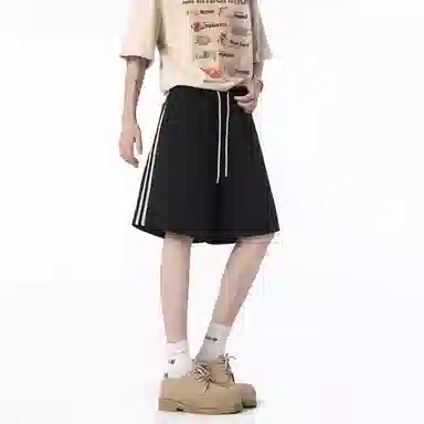 王者荣耀 鲁班七号星空梦想款 美式复古拼接撞色速干冰感宽松系带垂感亲肤透气中腰日常通勤直筒休闲短裤 男女同款