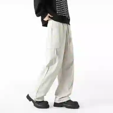 王者荣耀 花木兰款 简约百搭工装慵懒风签字体纯色经典多口袋抽绳舒适运动户外通勤中腰系带休闲裤 男女同款