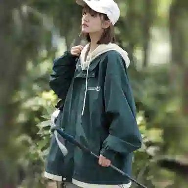 王者荣耀 鲁班七号星空梦想款 美式复古高街假两件基础款撞色拼接连帽长袖高级感户外运动休闲宽松通勤百搭外套夹克 男女同款