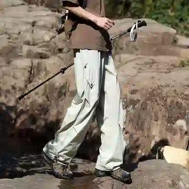 王者荣耀 美式薄款户外工装伞兵裤冰丝褶皱垂感宽松大码机能防皱风凉感速干透气旅行爬山超轻防泼水加肥加大休闲裤 男女同款