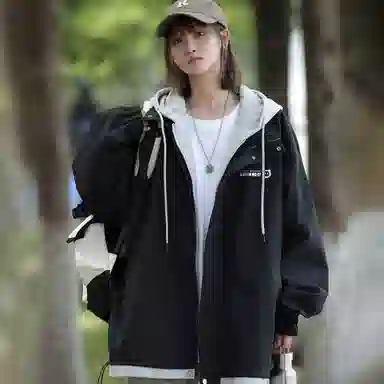 王者荣耀 鲁班七号星空梦想款 美式复古高街假两件基础款撞色拼接连帽长袖高级感户外运动休闲宽松通勤百搭外套夹克 男女同款